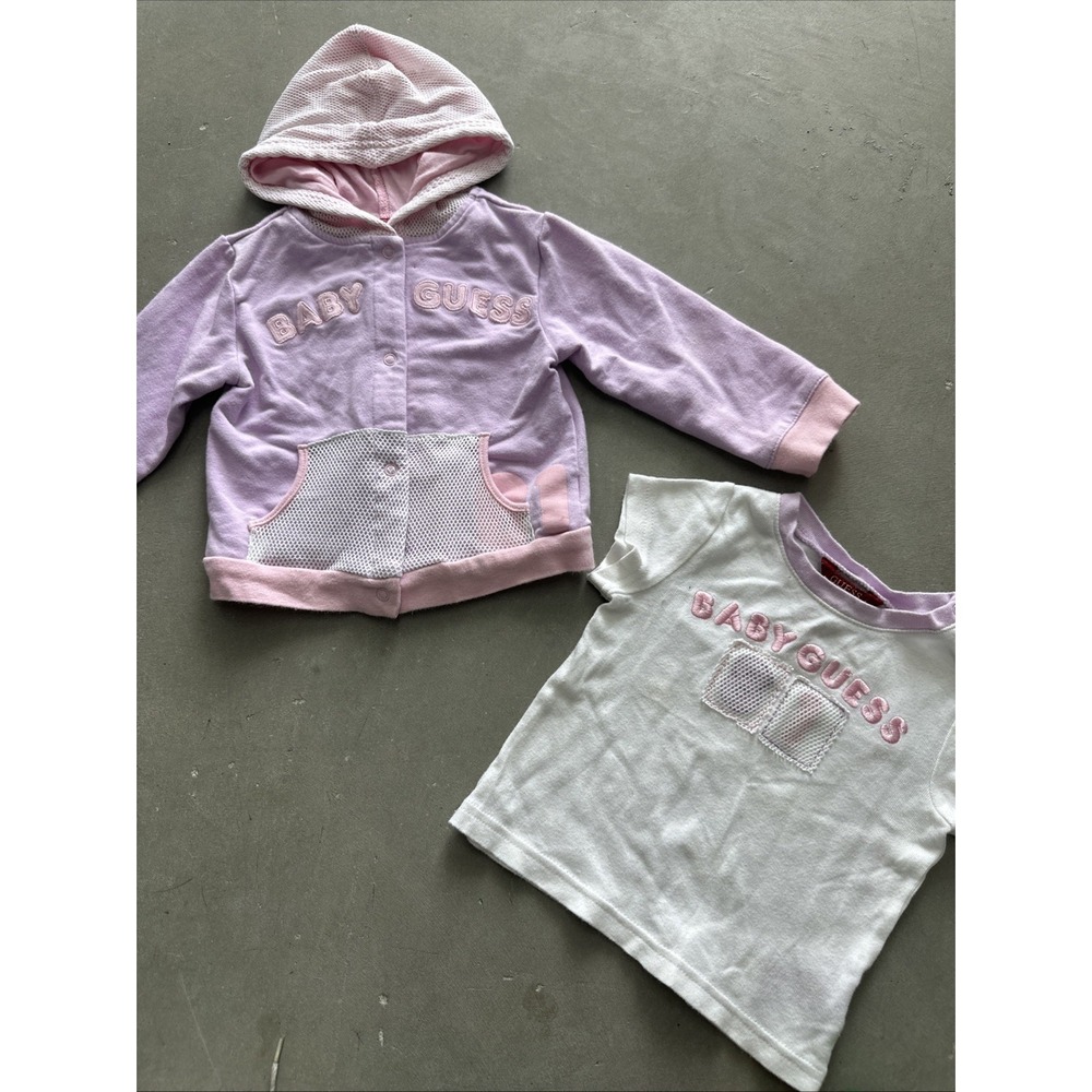 Pink And‎ Purple Baby Guess Two Piece Set Zip Up And T-Shirt Size 18 Months